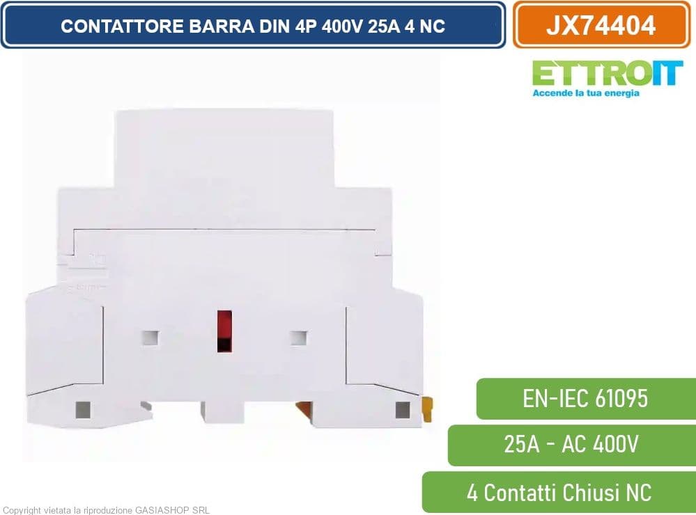 ETTROIT - CONTATTORE MODULARE SU BARRA DIN 4P 25A 400V 4 CONTATTI CHIUSI NC - 2