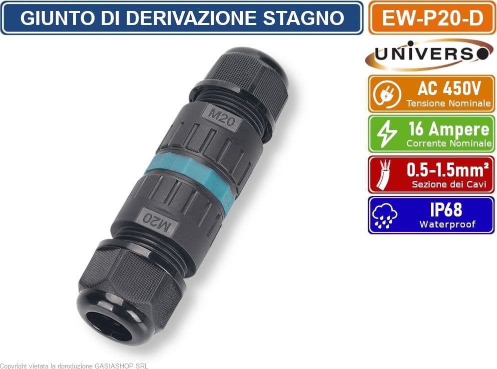 UNIVERSO EW-P20-D CONNETTORE GIUNTO A TENUTA STAGNA IMPERMEABILE IP68 - 4