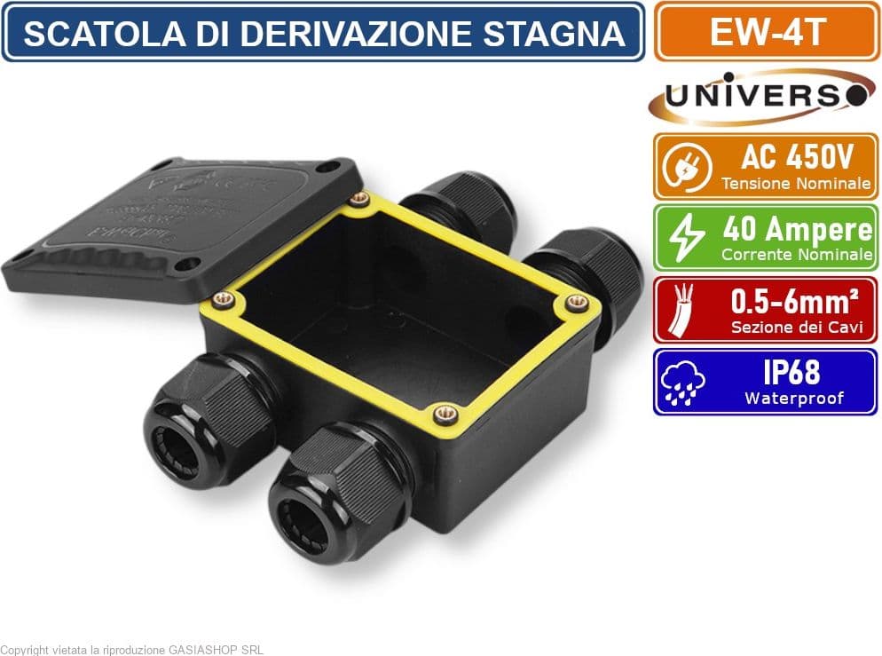 UNIVERSO EW-4T SCATOLA DI DERIVAZIONE STAGNA IMPERMEABILE IP68 CON 4 TERMINALI - 3