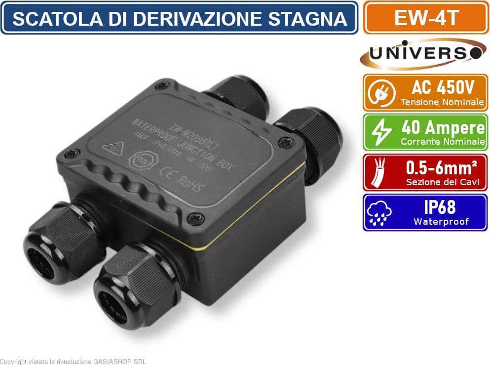 UNIVERSO EW-4T SCATOLA DI DERIVAZIONE STAGNA IMPERMEABILE IP68 CON 4 TERMINALI - 4