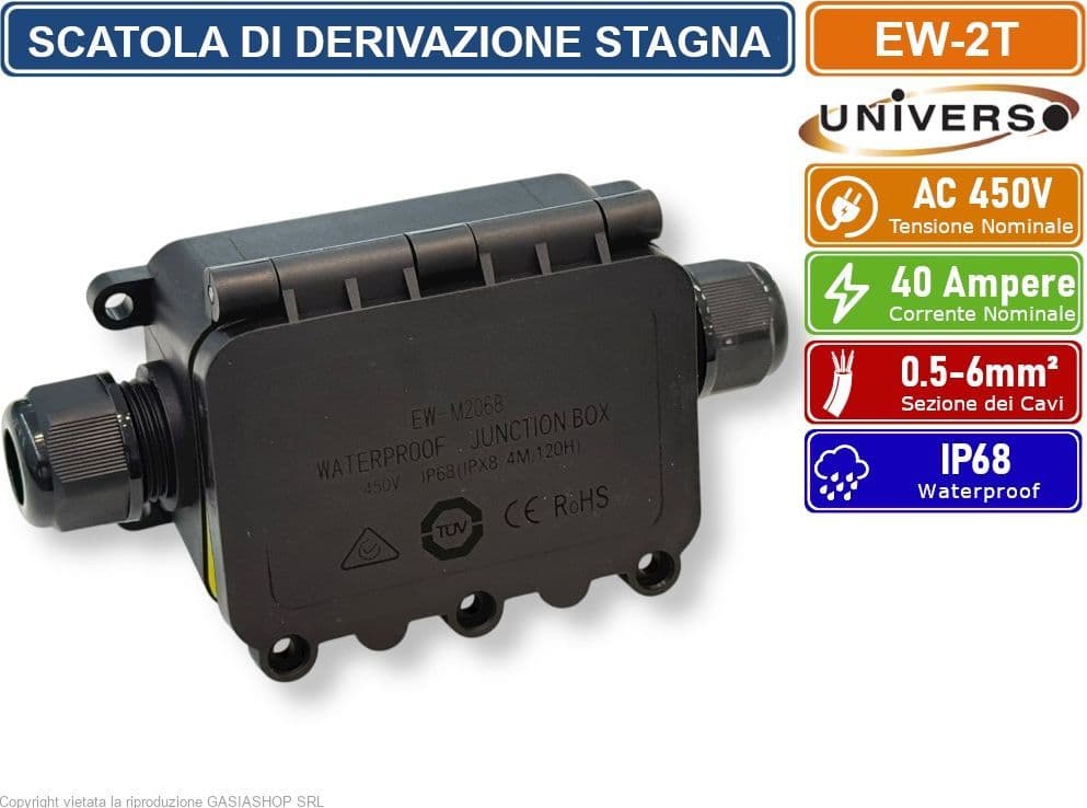 UNIVERSO EW-2T SCATOLA DI DERIVAZIONE STAGNA IMPERMEABILE IP68 CON 2 TERMINALI - 5