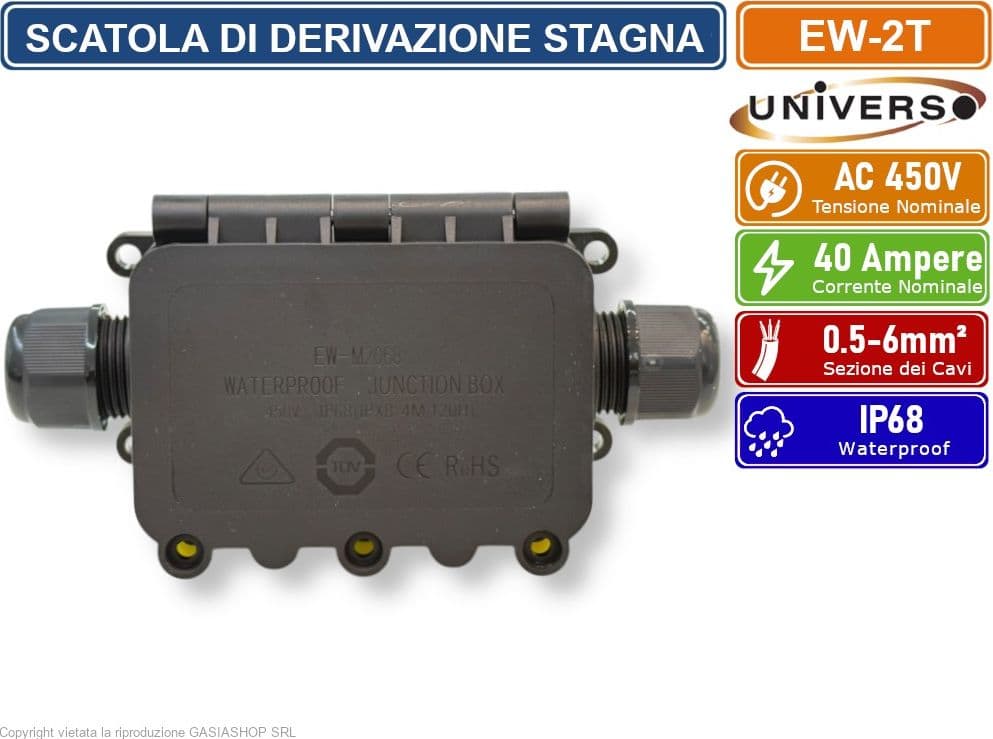 UNIVERSO EW-2T SCATOLA DI DERIVAZIONE STAGNA IMPERMEABILE IP68 CON 2 TERMINALI - 2