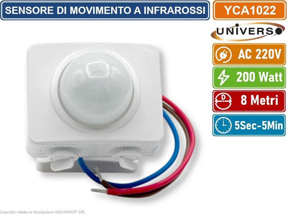 UNIVERSO YCA1022 SENSORE DI MOVIMENTO A INFRAROSSI  A PARETE/SOFFITTO 360° ILLUMINAZIONE AUTOMATICA IP20 - 4