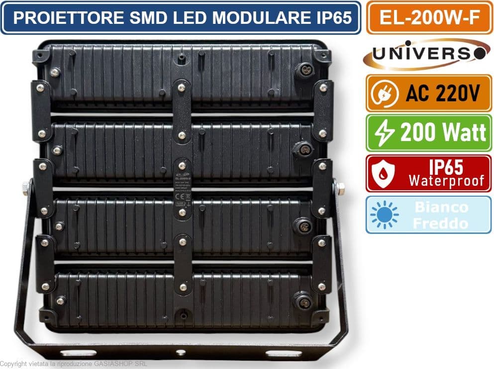 UNIVERSO EL-200W-F PROIETTORE SMD LED MODULARE MONOCOLORE 200W DA ESTERNO IP65 - 3