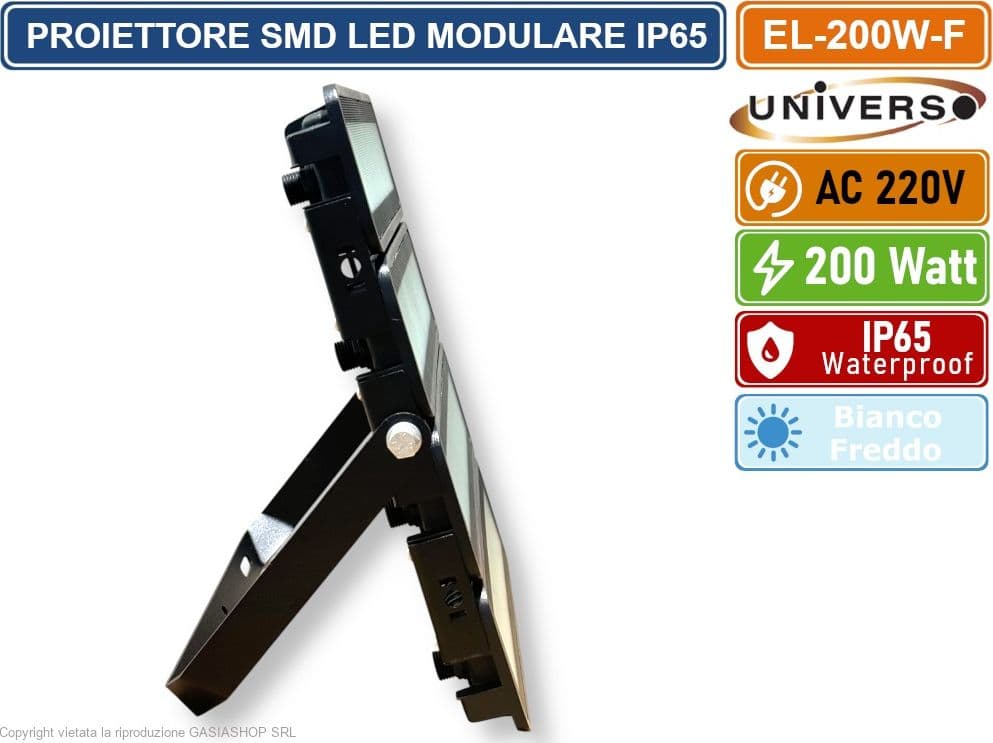 UNIVERSO EL-200W-F PROIETTORE SMD LED MODULARE MONOCOLORE 200W DA ESTERNO IP65 - 4