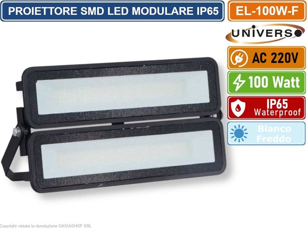 UNIVERSO EL-100W-F PROIETTORE SMD LED MODULARE MONOCOLORE 100W DA ESTERNO IP65 - 2