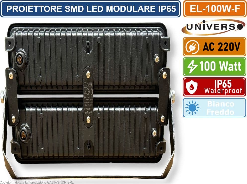 UNIVERSO EL-100W-F PROIETTORE SMD LED MODULARE MONOCOLORE 100W DA ESTERNO IP65 - 3