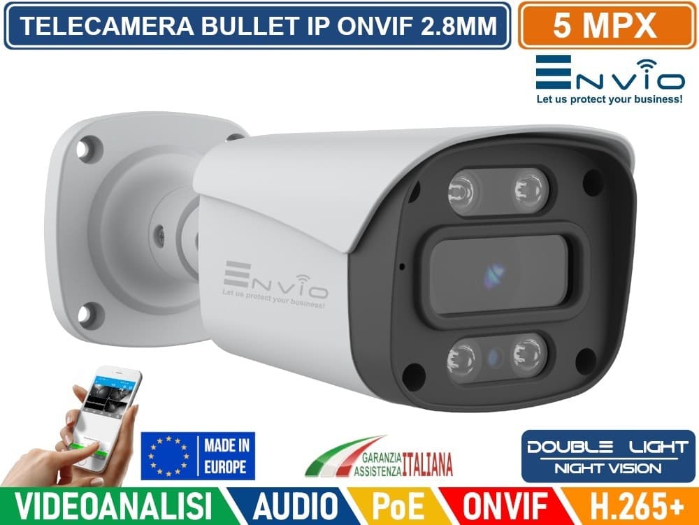 KIT VIDEOSORVEGLIANZA IP POE 4 CANALI 5MP ENVIO – NVR 4K ULTRA HD + TELECAMERE COLOR NIGHT + HDD 1TB + CAVI 20MT - 4