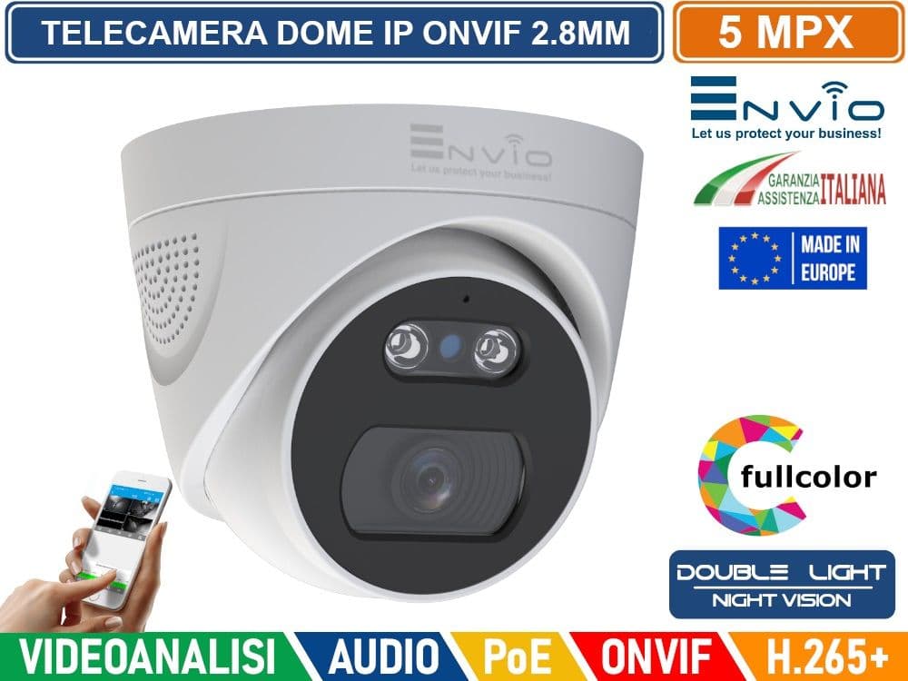 KIT VIDEOSORVEGLIANZA IP POE 8 CANALI 5MP ENVIO – NVR 4K ULTRA HD + TELECAMERE DOME COLOR NIGHT + HDD 1TB + CAVI 20MT - 4