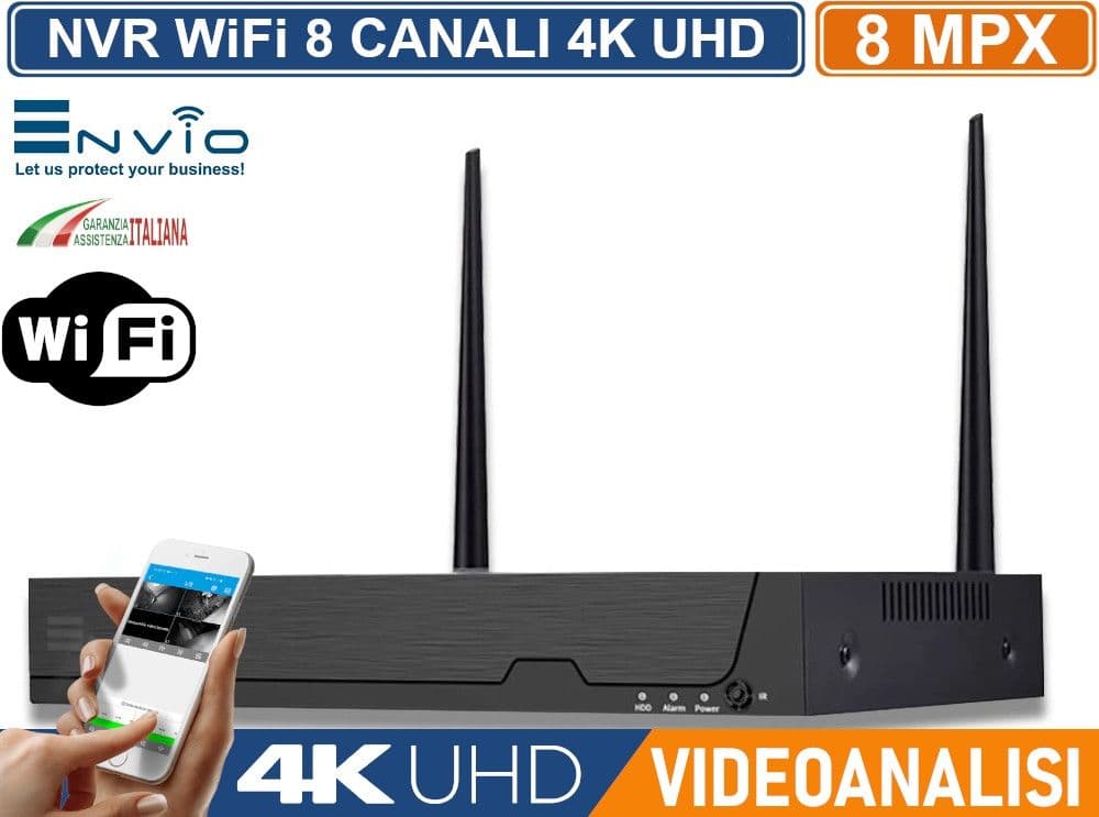 KIT VIDEOSORVEGLIANZA IP WIFI 4 CANALI 5MP ENVIO – NVR 4K ULTRA HD + TELECAMERE BULLET 5MP DOUBLE LIGHT + HDD 1TB + ALIMENTATORI DC12V 2A - 4