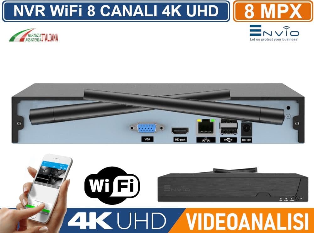 KIT VIDEOSORVEGLIANZA IP WIFI 4 CANALI 5MP ENVIO – NVR 4K ULTRA HD + TELECAMERE BULLET 5MP DOUBLE LIGHT + HDD 1TB + ALIMENTATORI DC12V 2A - 5