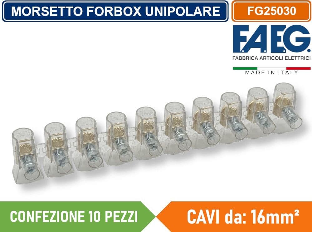 CONFEZIONE 10 PEZZI MORSETTO FORBOX A CAPPUCCIO UNIPOLARE TRASPERENTE PER CAVI CON SEZIONE 16mm² - 2