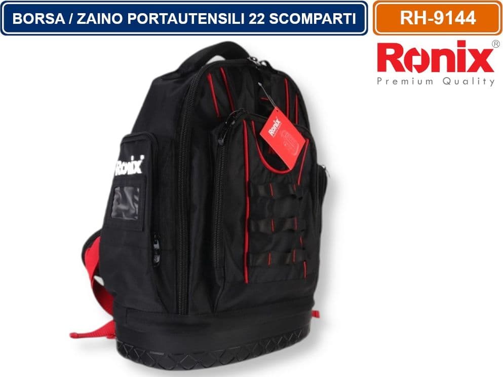 RONIX RH -9144 BORSA ZAINO PORTAUTENSILI 22 SCOMPARTI TESSUTO OXFORD 1680D