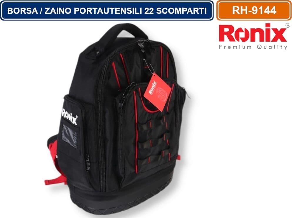RONIX RH -9144 BORSA ZAINO PORTAUTENSILI 22 SCOMPARTI TESSUTO OXFORD 1680D - 2