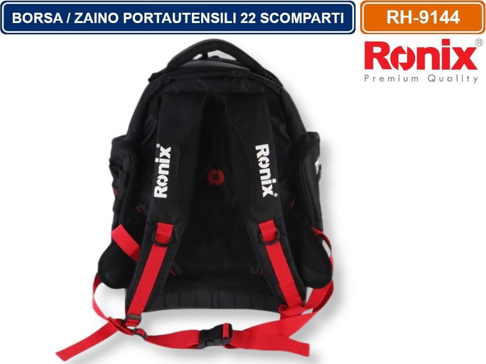 RONIX RH -9144 BORSA ZAINO PORTAUTENSILI 22 SCOMPARTI TESSUTO OXFORD 1680D - 4