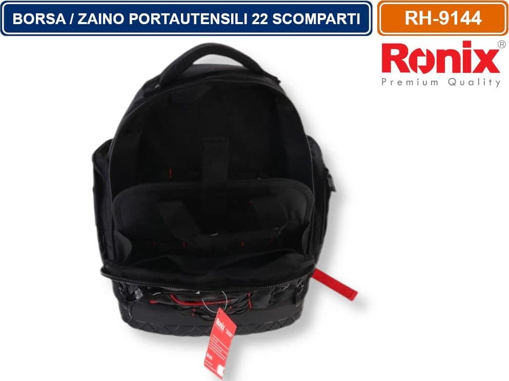 RONIX RH -9144 BORSA ZAINO PORTAUTENSILI 22 SCOMPARTI TESSUTO OXFORD 1680D - 5