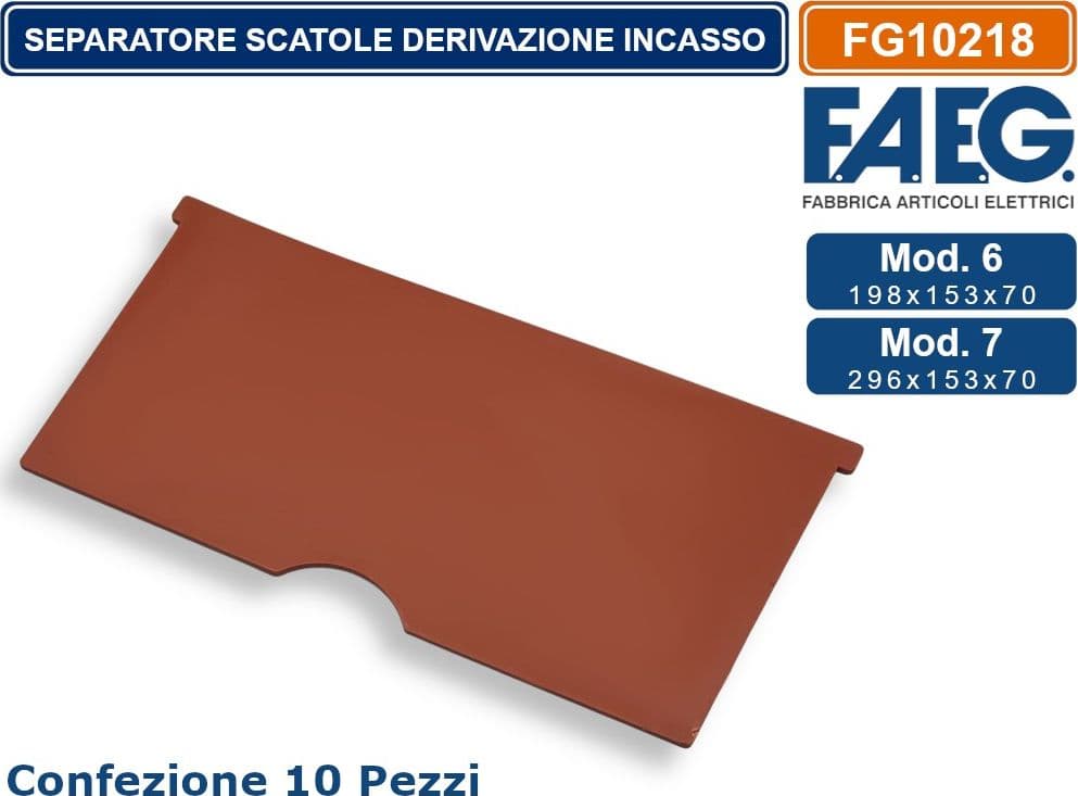 CONFEZIONE 10 PEZZI FAEG FG10218 SEPARATORE INTERNO PER CASSETTE DI DERIVAZIONE DA INCASSO MURO PROFONDITA' 70 - 2