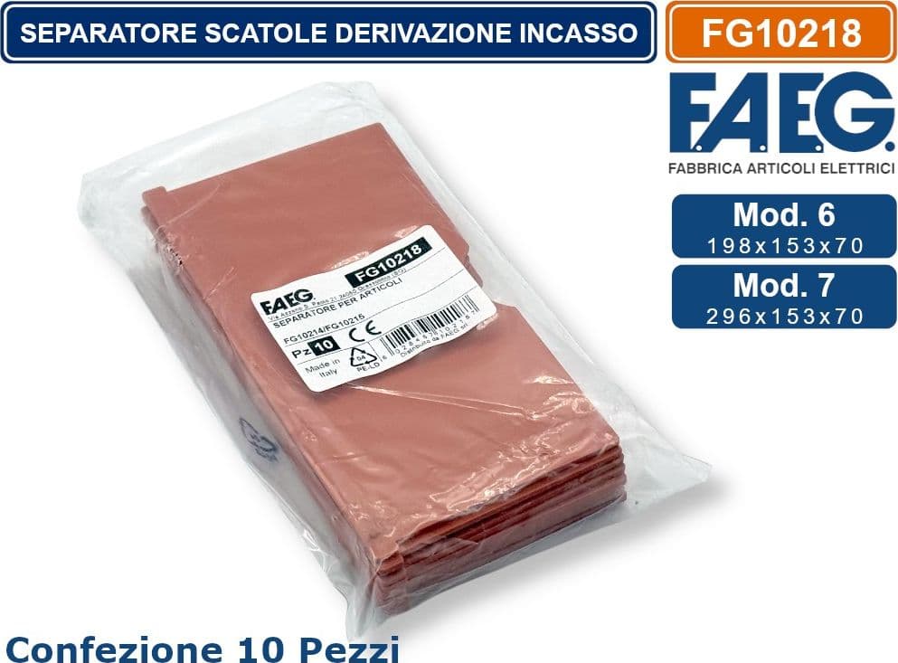 CONFEZIONE 10 PEZZI FAEG FG10218 SEPARATORE INTERNO PER CASSETTE DI DERIVAZIONE DA INCASSO MURO PROFONDITA' 70 - 3
