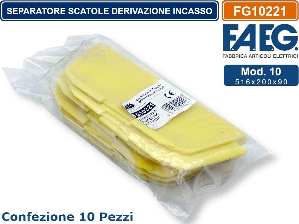 CONFEZIONE 10 PEZZI FAEG FG10221 SEPARATORE INTERNO PER CASSETTE DI DERIVAZIONE DA INCASSO MURO PROFONDITA' 90 - 3