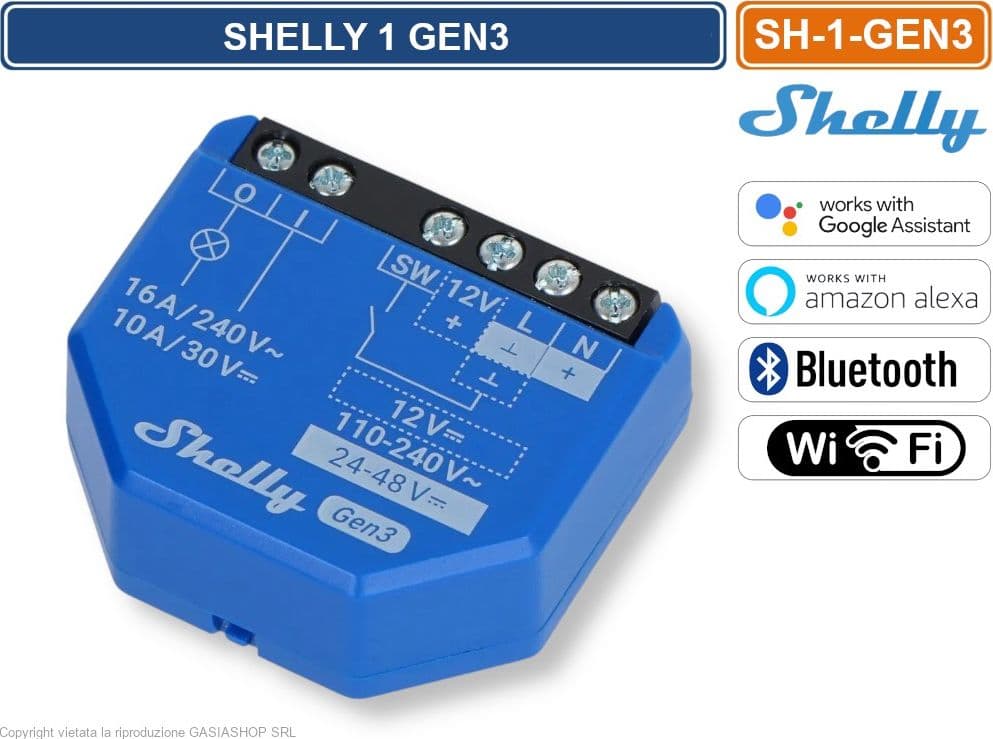 INTERRUTTORE SMART WI-FI SHELLY PLUS 1 GEN3 CON CONTATTI A POTENZIALE LIBERO – CONTROLLO REMOTO E AUTOMAZIONE DOMESTICA - 2