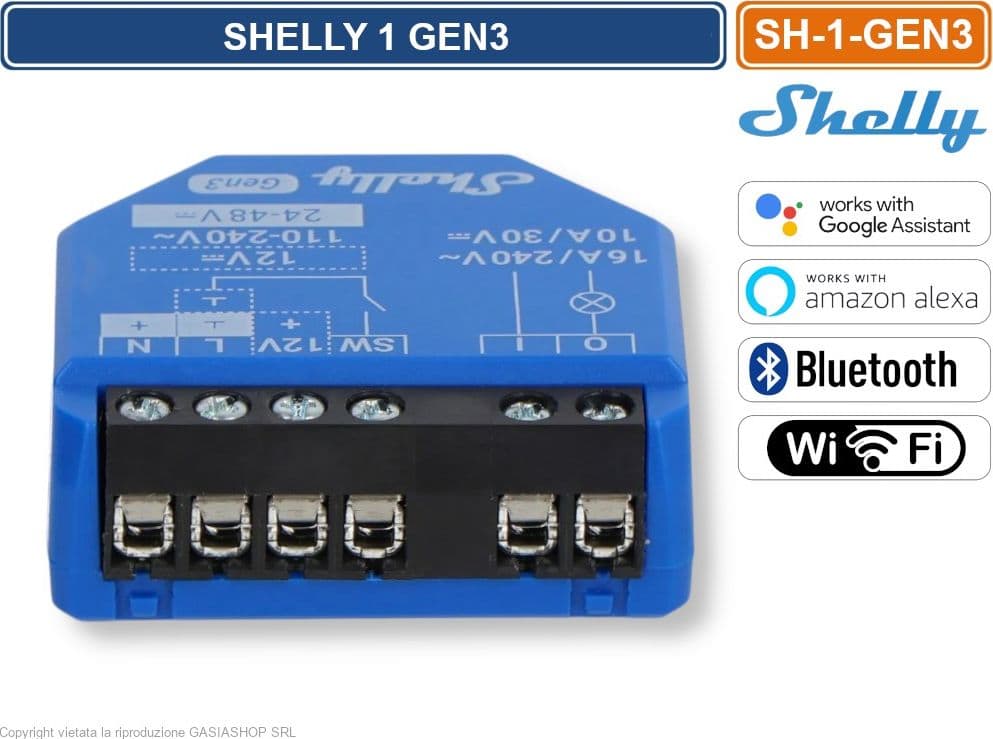 INTERRUTTORE SMART WI-FI SHELLY PLUS 1 GEN3 CON CONTATTI A POTENZIALE LIBERO – CONTROLLO REMOTO E AUTOMAZIONE DOMESTICA - 5