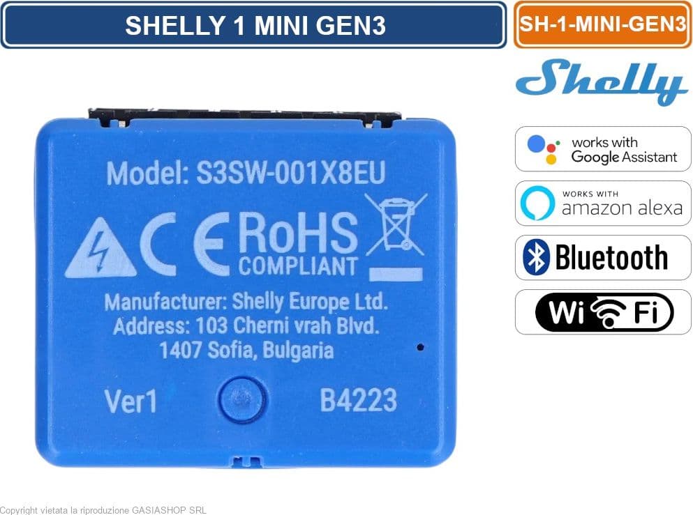 SHELLY 1 MINI GEN3 – INTERRUTTORE SMART WI-FI CON CONTATTI A POTENZIALE LIBERO, BLUETOOTH E INTEGRAZIONE ALEXA/GOOGLE - 4