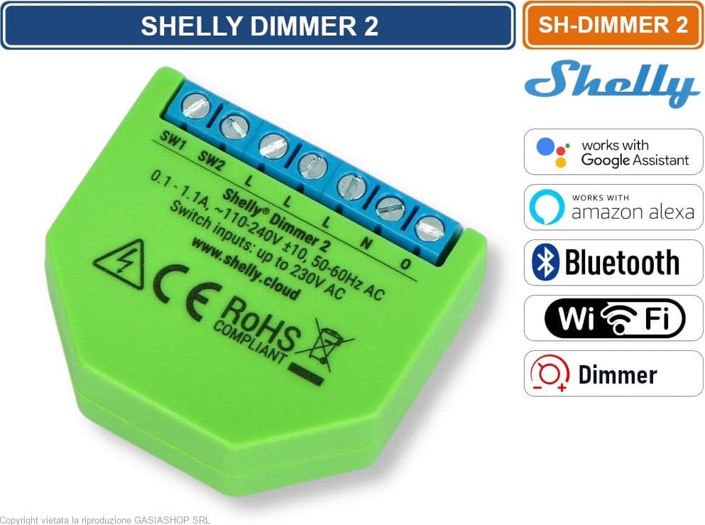 SHELLY DIMMER2 GEN3 – CONTROLLER SMART WI-FI PER REGOLAZIONE LUMINOSA CON O SENZA NEUTRO CON ALIMENTAZIONE AC 110-230V - 2