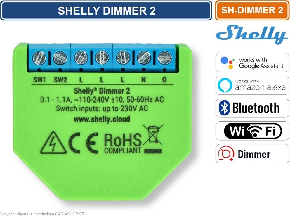 SHELLY DIMMER2 GEN3 – CONTROLLER SMART WI-FI PER REGOLAZIONE LUMINOSA CON O SENZA NEUTRO CON ALIMENTAZIONE AC 110-230V - 3