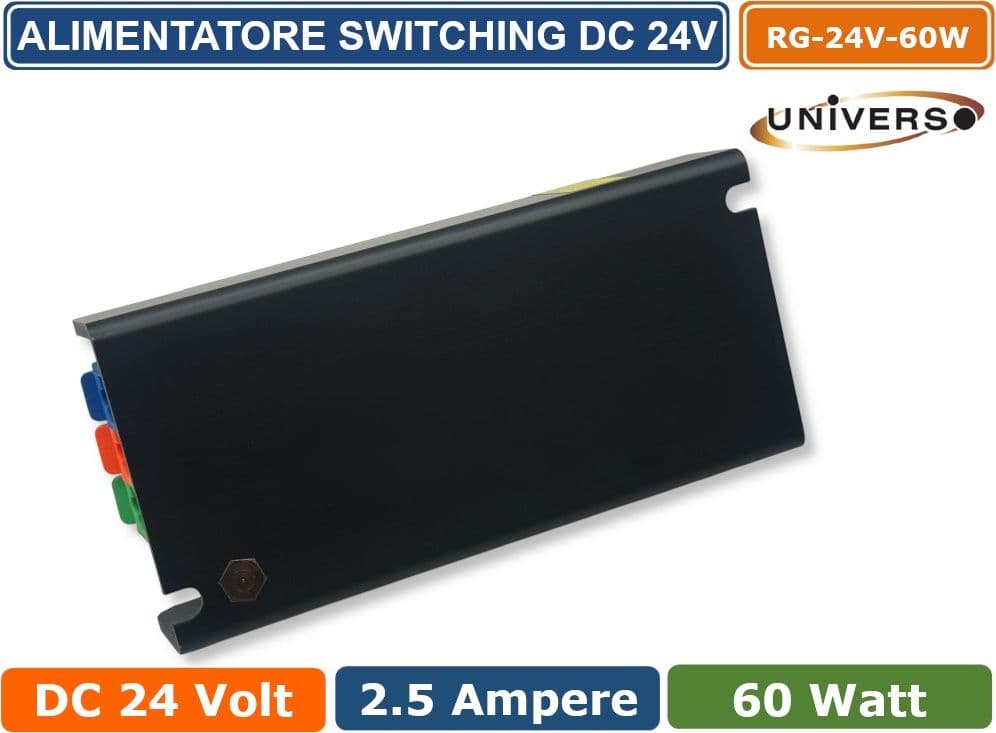 UNIVERSO RG-24V-60W ALIMENTATORE SWITCHING DIMMER CON REGOLAZIONE LUMINOSITA' DC 24V 2.5A 60W IP20 - 5