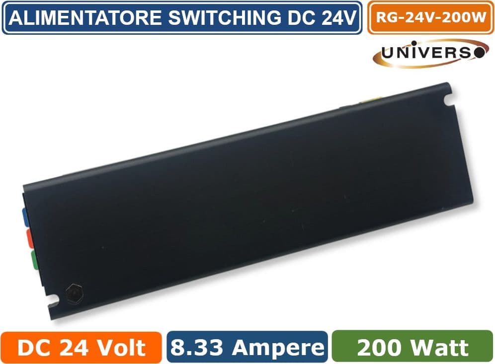 UNIVERSO RG-24V-200W ALIMENTATORE SWITCHING DIMMER CON REGOLAZIONE LUMINOSITA' DC 24V 8.33A 200W IP20 - 5
