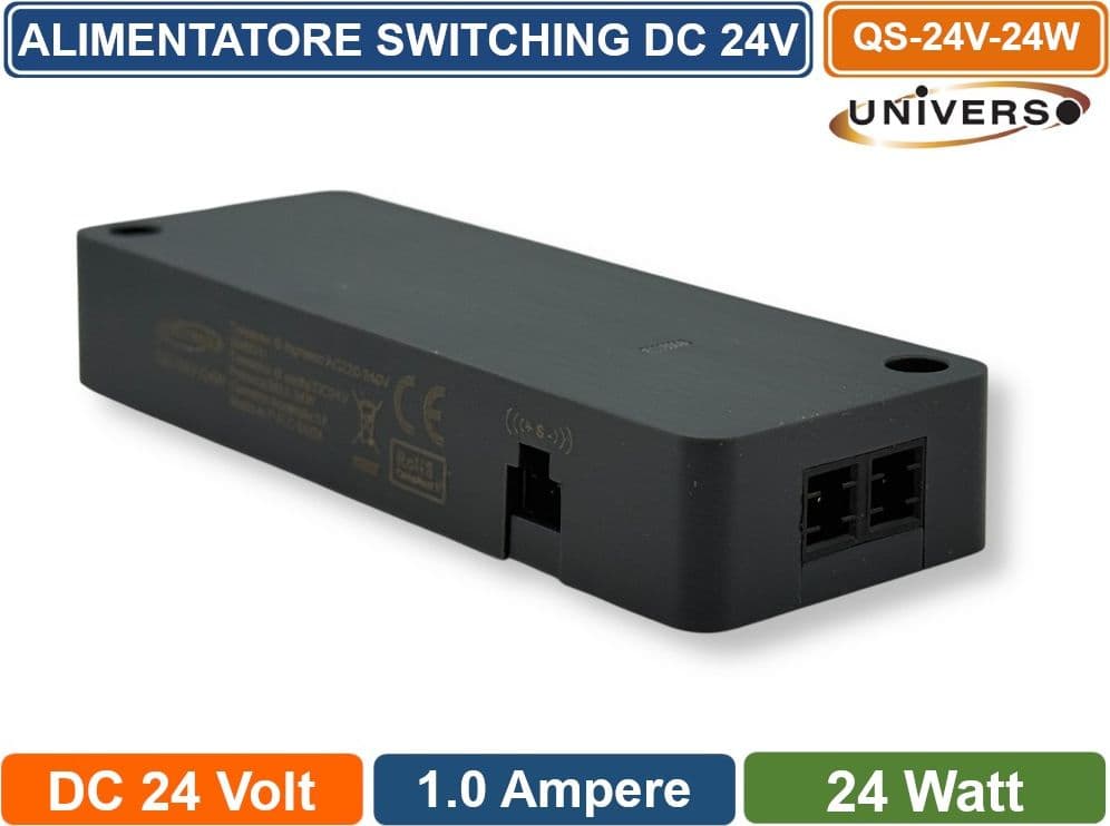 UNIVERSO QS-24V-24W ALIMENTATORE SWITCHING DC 24V 24W 1A 4 USCITE CON 1 INGRESSO SENSORE PER STRIP LED IP20 - 4