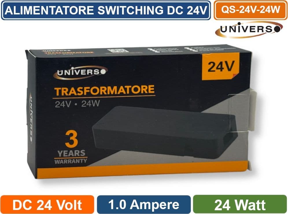 UNIVERSO QS-24V-24W ALIMENTATORE SWITCHING DC 24V 24W 1A 4 USCITE CON 1 INGRESSO SENSORE PER STRIP LED IP20 - 5