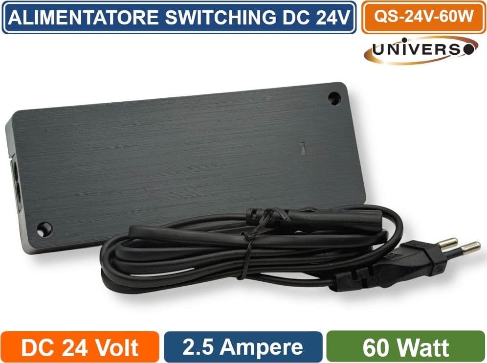 UNIVERSO QS-24V-60W ALIMENTATORE SWITCHING DC 24V 60W 2.5A 7 USCITE CON 1 INGRESSO SENSORE PER STRIP LED IP20 - 2