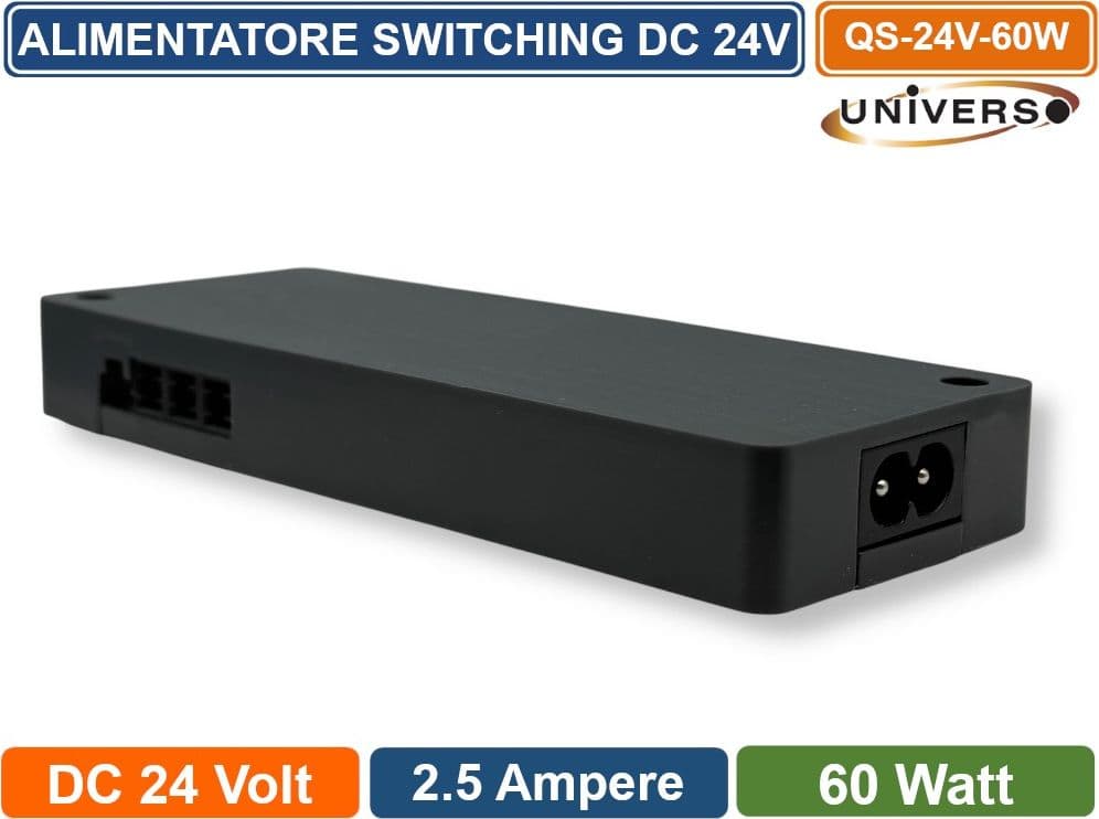UNIVERSO QS-24V-60W ALIMENTATORE SWITCHING DC 24V 60W 2.5A 7 USCITE CON 1 INGRESSO SENSORE PER STRIP LED IP20 - 4