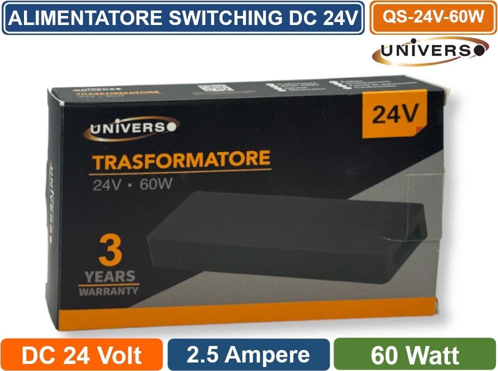UNIVERSO QS-24V-60W ALIMENTATORE SWITCHING DC 24V 60W 2.5A 7 USCITE CON 1 INGRESSO SENSORE PER STRIP LED IP20 - 5