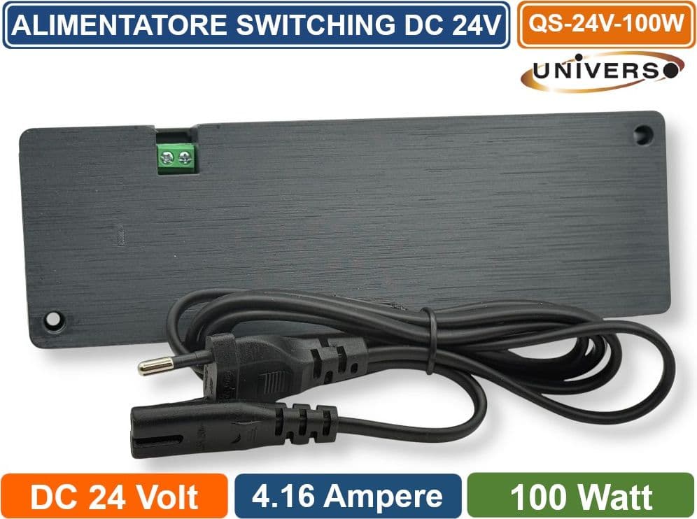 UNIVERSO QS-24V-100W ALIMENTATORE SWITCHING DC 24V 100W 4.16A 9 USCITE CON 1 INGRESSO SENSORE PER STRIP LED IP20 - 2