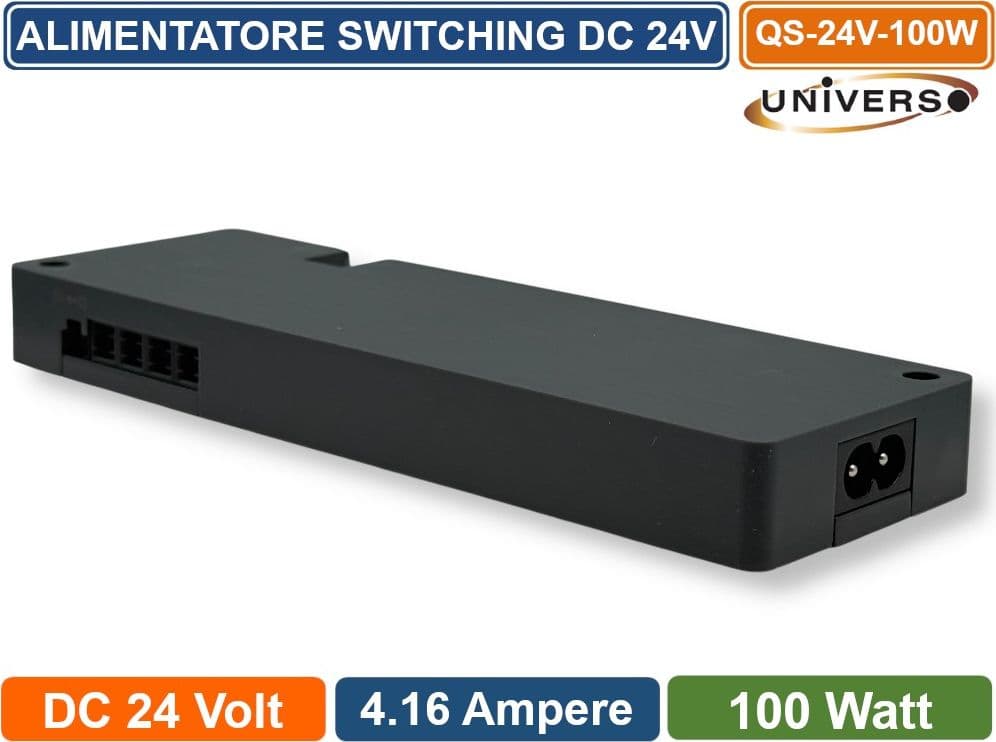 UNIVERSO QS-24V-100W ALIMENTATORE SWITCHING DC 24V 100W 4.16A 9 USCITE CON 1 INGRESSO SENSORE PER STRIP LED IP20 - 4