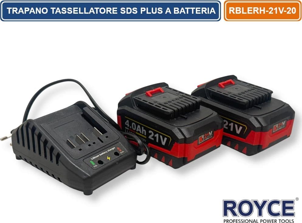 ROYCE RE10009 MARTELLO TRAPANO ROTATIVO SCALPELLATORE CON MOTORE BRUSHLESS 21V ATTACCO SDS PLUS 4 FUNZIONI - 5