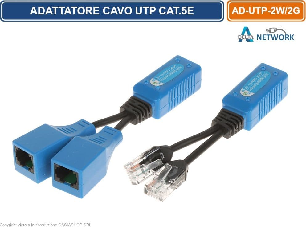 ADATTATORE DI RETE AD-UTP-2W/2G – SDOPPIATORE ETHERNET 2 X RJ45 CON SUPPORTO POE - 2