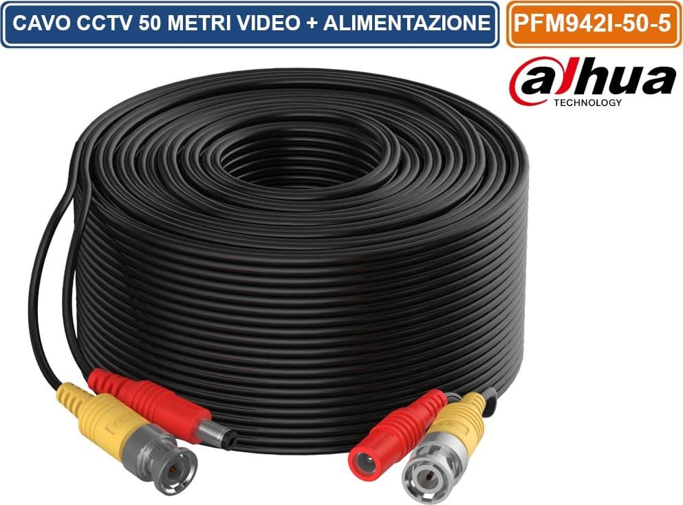 DAHUA PFM942I-50-5 MATASSA DI CAVO VIDEO ED ALIMENTAZIONE DA 50 METRI PER SISTEMI DI VIDEOSORVEGLIANZA CCTV