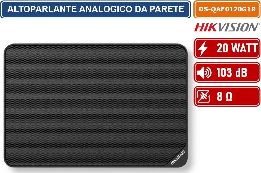 HIKVISION AUDIO DS-QAE0120G1R ALTOPARLANTE ANALOGICO DA PARETE NERO 100V 20W 103DB 8OHM - 3