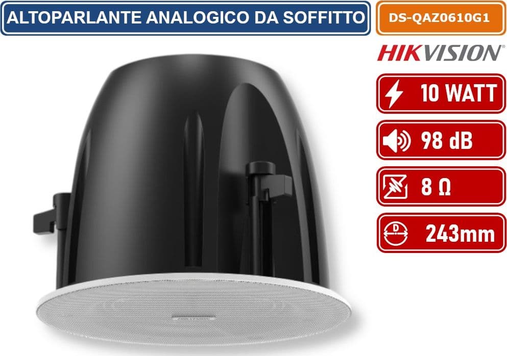 HIKVISION AUDIO DS-QAZ0610G1 ALTOPARLANTE ANALOGICO DA SOFFITTO BIANCO 100V 10W 98DB 8OHM