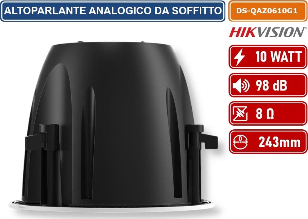 HIKVISION AUDIO DS-QAZ0610G1 ALTOPARLANTE ANALOGICO DA SOFFITTO BIANCO 100V 10W 98DB 8OHM - 3