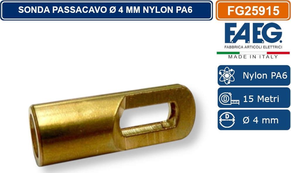 FAEG - FG25915 SONDA PASSACAVO Ø 4MM 15 METRI IN NYLON PA6 CON TERMINALI SVITABILI M4 RAL9017 - 4