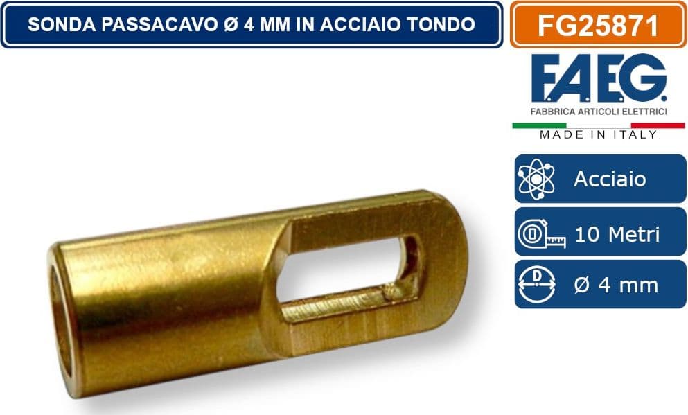 FAEG - FG25871 SONDA IN ACCIAIO TONDO RIVESTITO IN NYLON PA Ø 4MM CON TERMINALI SVITABILI M5 COLORE RAL 2003 LUNGHEZZA 10 METRI - 4