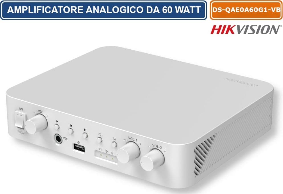 HIKVISION AUDIO DS-QAE0A60G1-VB AMPLIFICATORE ANALOGICO DA 60W CON INGRESSI BLUETOOTH, USB, RCA E MICROFONO PER SISTEMI DI DIFFUSIONE SONORA - 2