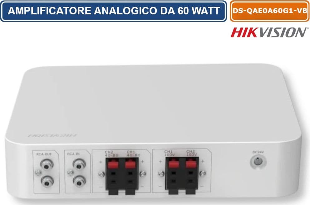 HIKVISION AUDIO DS-QAE0A60G1-VB AMPLIFICATORE ANALOGICO DA 60W CON INGRESSI BLUETOOTH, USB, RCA E MICROFONO PER SISTEMI DI DIFFUSIONE SONORA - 4