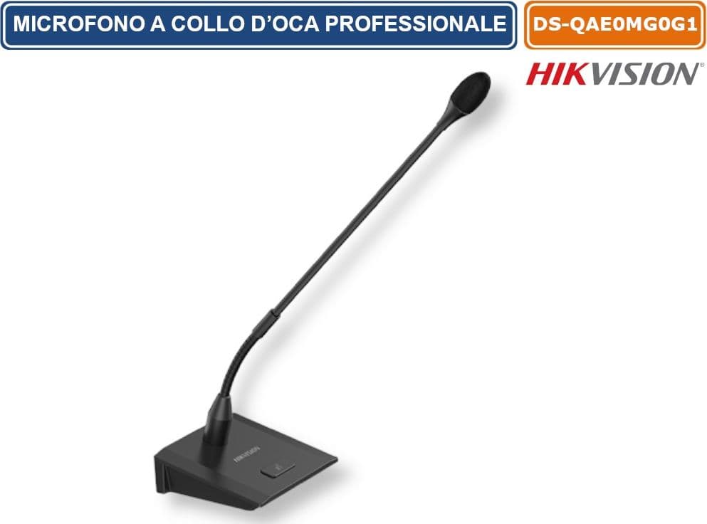 HIKVISION DS-QAE0MG0G1 MICROFONO A COLLO D’OCA PROFESSIONALE PER SISTEMI PA CON PREAMPLIFICATORE INTEGRATO E SUPPORTO ALIMENTAZIONE PHANTOM