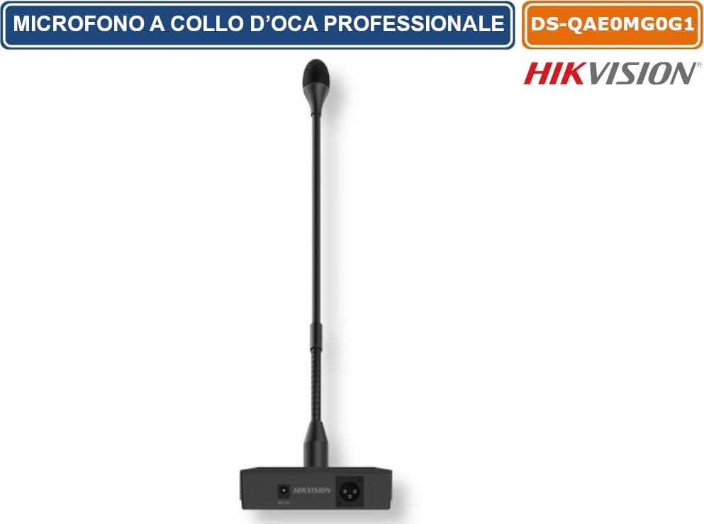 HIKVISION DS-QAE0MG0G1 MICROFONO A COLLO D’OCA PROFESSIONALE PER SISTEMI PA CON PREAMPLIFICATORE INTEGRATO E SUPPORTO ALIMENTAZIONE PHANTOM - 2