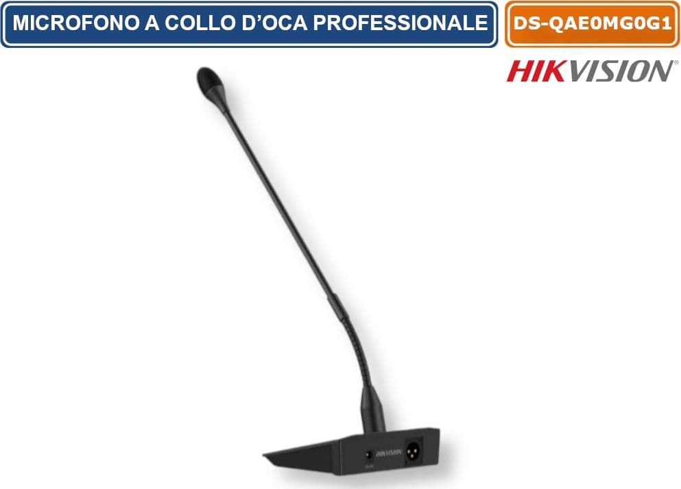 HIKVISION DS-QAE0MG0G1 MICROFONO A COLLO D’OCA PROFESSIONALE PER SISTEMI PA CON PREAMPLIFICATORE INTEGRATO E SUPPORTO ALIMENTAZIONE PHANTOM - 3